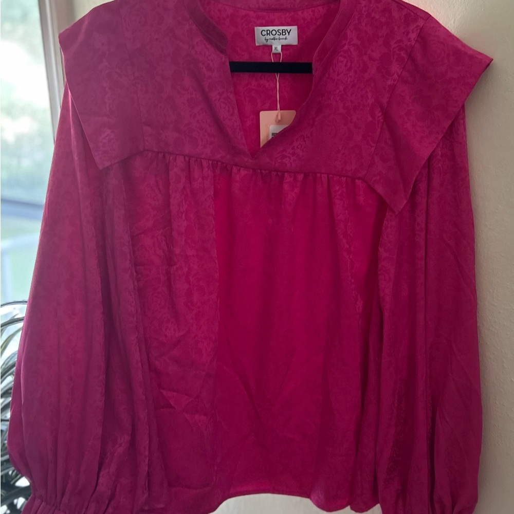 Crosby. Pink Boxy Blouse with Sailor Collar